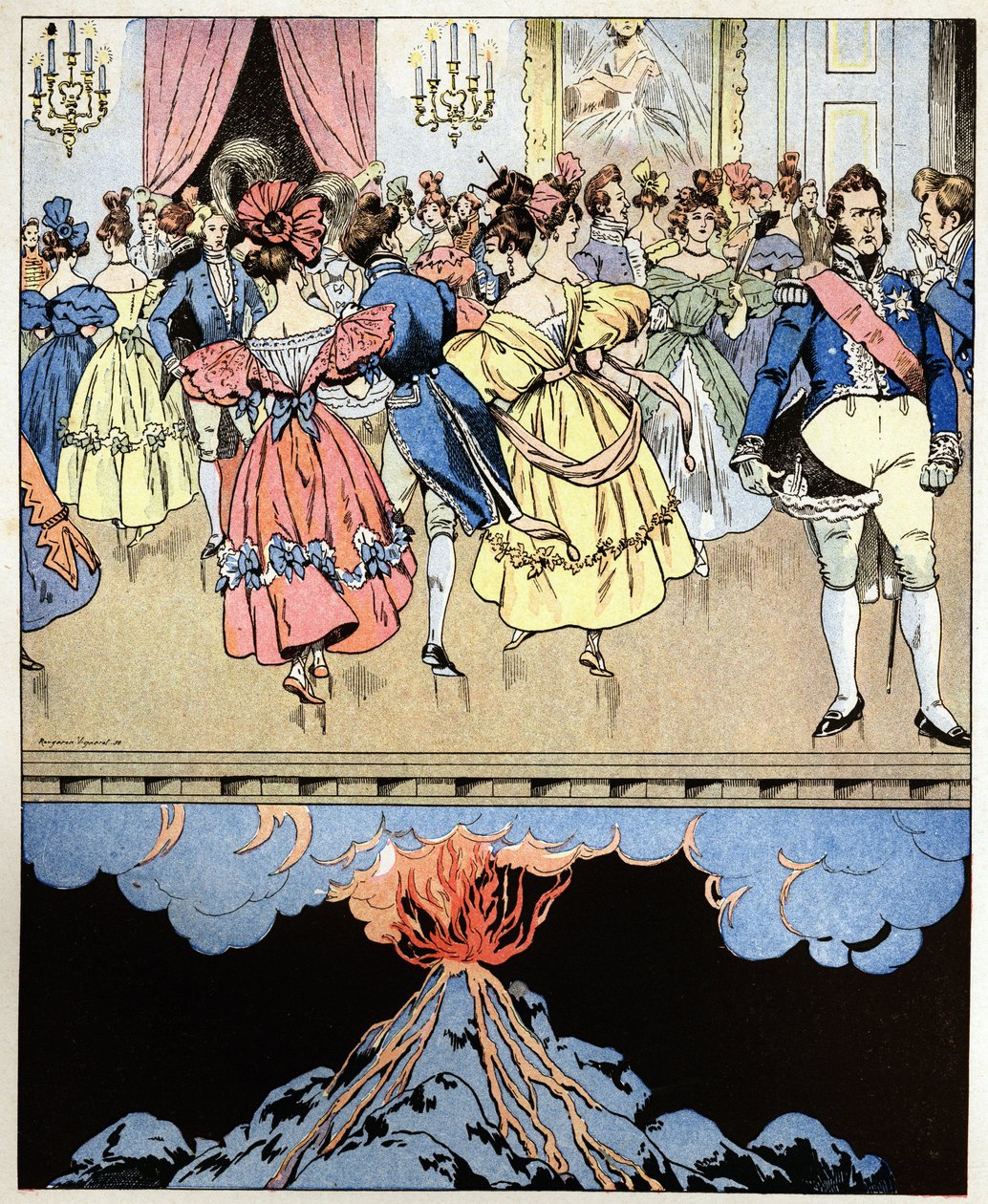نرقص على بركان. كلمات الكونت نارسيس أخيل دي سالفاندي (1795-1856) تنبأ بثورة المجيدة الثلاثة إلى لويس فيليب الأول دوق أورليانز (لويس فيليب بواسطة اسم مستعار لـ Onfray de Breville Jacques Job