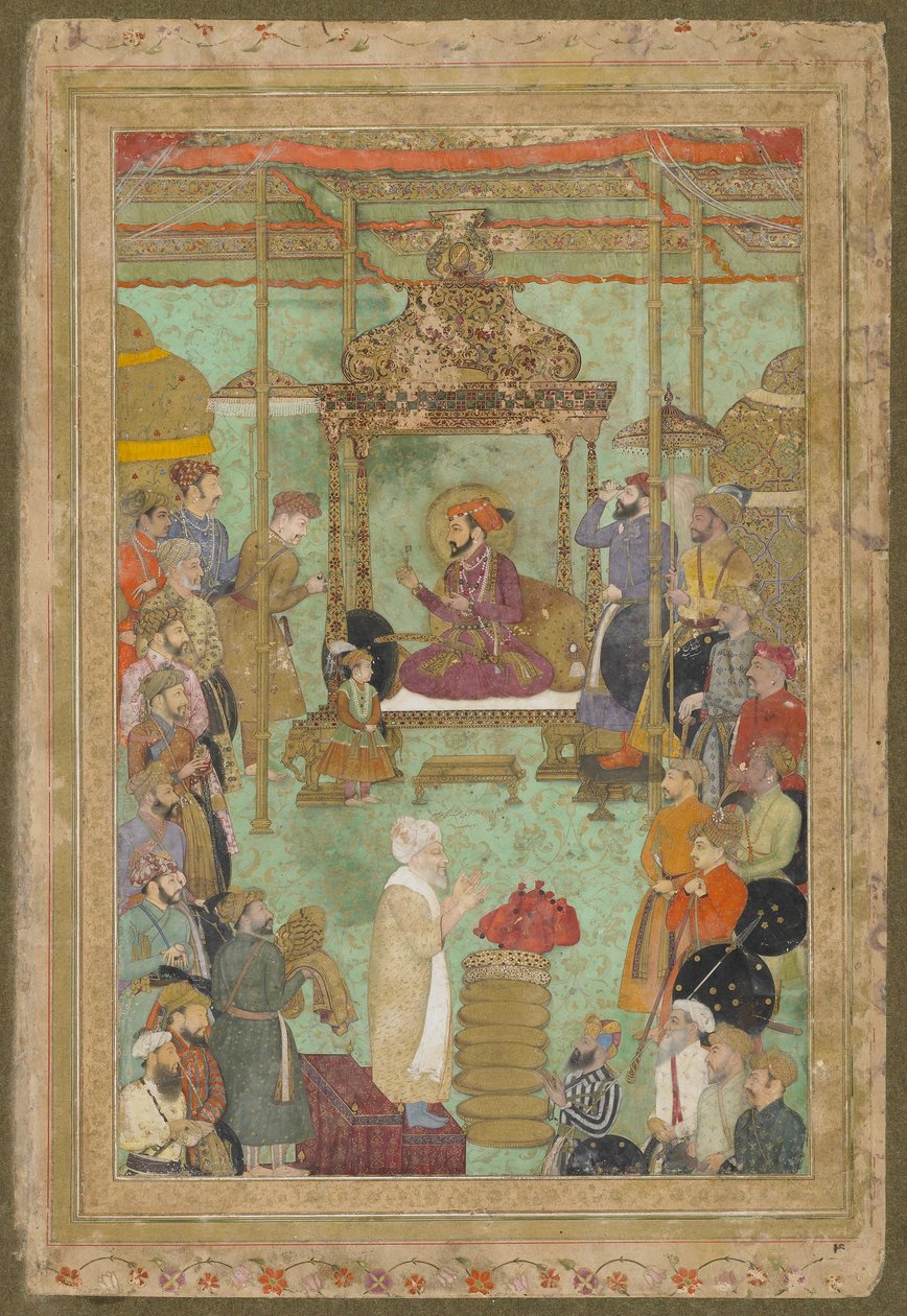 تولى شاه جهان العرش مع محبة خان وشيخ ، "ذا بادشاهناما" ، 1629-30 بواسطة ابن عقا رضا عابد