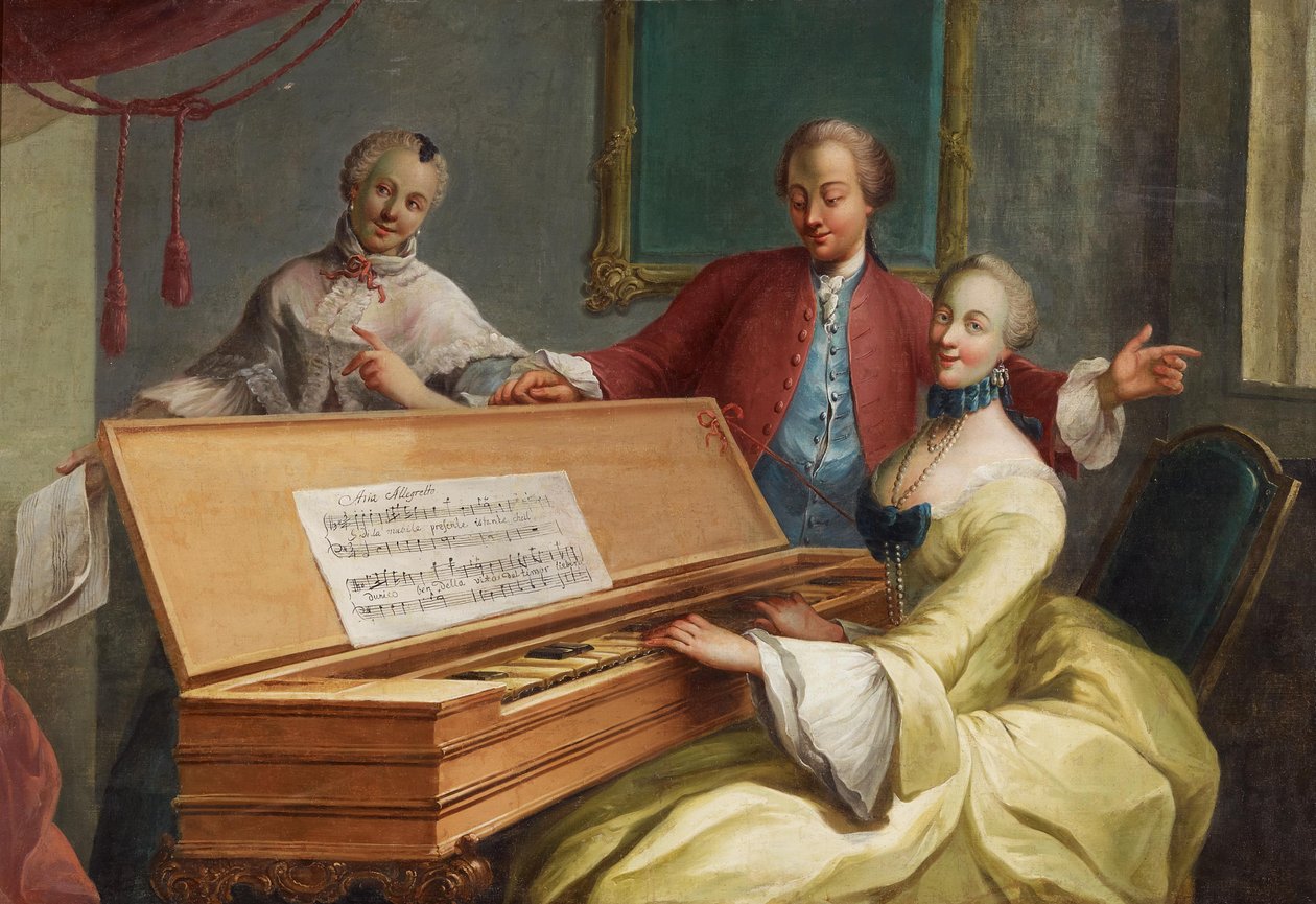 "Aria Allegretto". سيدة مميزة على القيثارة بواسطة غير معروف