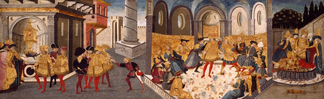 اغتيال وجنازة يوليوس قيصر بواسطة ورشة عمل Apollonio di Giovanni