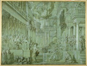 Allegory to celebrate the publication of the Holy League in 1571 (pen & brown wash with heightening) بواسطة فيرونيز