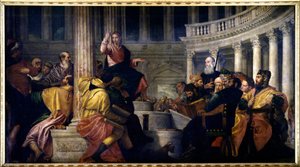 السيد المسيح يتحدث إلى الأطباء. لوحة لباولو فيرونيز (1528-1588) بواسطة فيرونيز