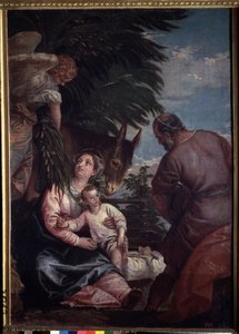 استرح في الرحلة إلى مصر. لوحة لباولو فيرونيز (1528-1588). زيت على قماش بواسطة فيرونيز