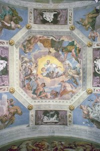 الانسجام العالمي ، أو الحب الإلهي ، من سقف سالا دي أوليمبو ، حوالي عام 1561 (في الهواء الطلق) بواسطة فيرونيز