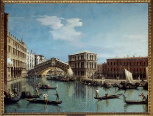 لو بونت دو ريالتو لوحة في البندقية رسمها أنطونيو كانال ديت إل كاناليتو (1697-1768) شمس القرن الثامن عشر 1،19x1،54 م - جسر ريالتو في البندقية. اللوحة التي رسمها أنطونيو قناة تسمى كاناليتو (1697-1768)