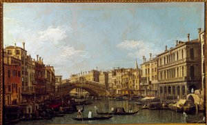 القناة الكبرى والجسر ريالتو لوحة في البندقية رسمها أنطونيو كانال ديت إل كاناليتو (1697-1768) القرن الثامن عشر باريس ، متحف جاكيمارت أندريه