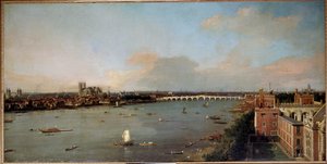 View of London and the Thames in the 18th century Painting by Antonio Canal known as Canaletto (1697-1768) 18th century - Lobkowicz Collections, Lobkowicz Palace, Prague - Dimensions Height: 118 cm (46.5 in). Width: 238 cm (93.7 in)