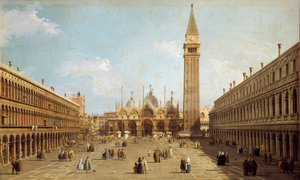 منظر لساحة القديس مارك في البندقية رسم لقناة أنطونيو كاناليتو (1697-1768) حوالي عام 1740 ، 76 × 45 سم - باريس. متحف جاكيمارت أندريه