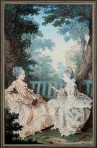 Madame de Breget and Madame de Cassine Watercolor بواسطة Louis carrogis dit Carmontelle (1717-1806) من القرن الثامن عشر. باريس ، متحف كارنافاليت بواسطة كارمونتيل