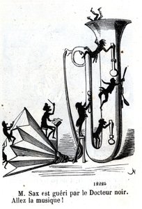 أصيب السيد ساكس على يد الطبيب الأسود. (Adolphe (Adolph) Sax ، مخترع الساكسفون (1814-1894). بواسطة نادار