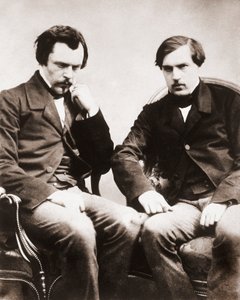 الأخوان إدموند دي غونكور (1822-1896) وجول دي غونكور (1830-1870) نقاد أدبيون وكتاب فرنسيون ، تصوير غاسبار فيليكس تورناشون ديت فيليكس نادار (1820-1910) حوالي عام 1855 بواسطة Nadar