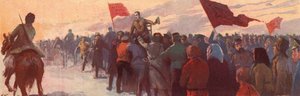 حشد من أنصار الزعيم الثوري الروسي ألكسندر كيرينسكي (لون ليثو)