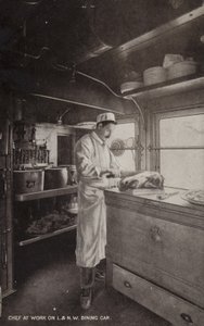 الشيف في العمل على L و NW Dining Car (b / w photo) بواسطة (بعد) مصور انكليزي