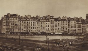 Quai Le Pelletier حوالي عام 1855 ، وهو الآن جزء من Quai de Gesvres (صورة b / w) بواسطة (بعد) مصور فرنسي