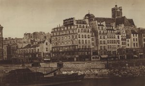 Quai de l'Hotel-de-Ville حوالي عام 1855 ، Quai de la Greve سابقًا (صورة b / w) بواسطة (بعد) مصور فرنسي