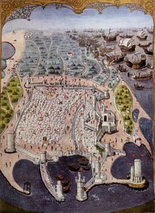 هجوم السفن الشرقية على رودس عام 1482 - صورة مصغرة. بواسطة (بعد) المدرسة الفرنسية
