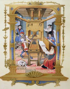 الجزء الداخلي من أعمال الطباعة في القرن السادس عشر ، نسخة من المنمنمات من "Chants royaux sur la Conception Couronnee du Puy de Rouen" (لون ليثو)