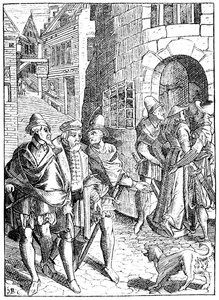 سجن بروفوست ، شارع دي لا تانيري ، باريس ، بعد نقش خشبي في 'Praxis Rerum Civilium' بقلم Joose de Damhouder (1507-181) نشر أنتويرب بواسطة (بعد) المدرسة الفرنسية