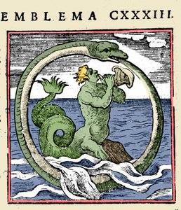 تريتون وتوضيح Ouroboros "شعار" (Emblemas) لأندرو جاكسون (لون ليثو) بواسطة (بعد) المدرسة الإيطالية