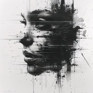 رسم تخطيطي لوجه امرأة بالأبيض والأسود مصغر لوجه امرأة بالأبيض والأسود بواسطة فشتالي عبد الرحيم