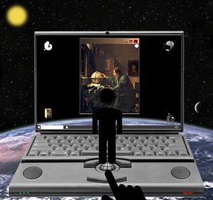 "منذ كوبرنيكوس، خرج الإنسان من المركز إلى X" (من سلسلة: ويندوز) بواسطة 