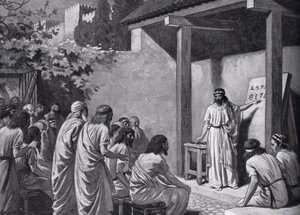 قدم Cadmus الإغريق فنانًا أبجديًا ، رسم توضيحي من "تاريخ الأمم لهاتشينسون" ، 1915
