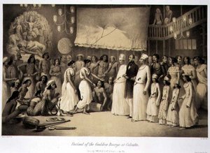 مهرجان آلهة دورغا في كلكتا ، من "رحلة في الهند" ، نقش بواسطة حانة لويس هنري دي رودر (1807-1881). في لندن بواسطة أ (بعد) سولتيكوف