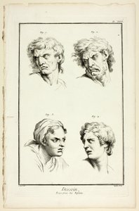 رسم: تعبيرات المشاعر (الكراهية أو الغيرة ، الغضب ، الرغبة ، الألم الجسدي) ، من Encyclopédie