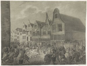 فشل صب الخرسانة على طول Kortendijk في جورينشيم ، 1809 أربع لوحات من الطوفان عام 1809 مخصصة للملك لويس نابليون (عنوان السلسلة)