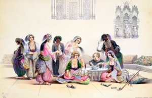 داخل حريم ، القاهرة ، مصر ، منتصف القرن التاسع عشر بواسطة مارجريتا بور