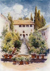 Generalife ، Acequia Court (color litho) بواسطة أ. تريفور هادون