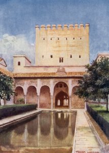 The Alhambra, Tower of Comares (colour litho) بواسطة أ. تريفور هادون