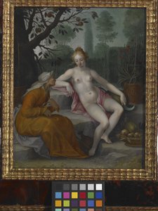 Vertumnus و Pomona (زيت على النحاس) بواسطة إبراهيم بلويميرت