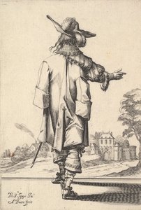 رجل نبيل ، ينظر إليه من الخلف وذراعه اليمنى ممدودة وعباءة على يساره ... ، 1629. بواسطة إبراهيم بوس