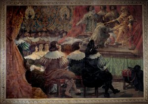 تمثيل مسرحي في القرن السابع عشر في شاتو دي جروسبوا لوحة رسمها أبراهام بوس (1602-1676) بواسطة إبراهيم بوس