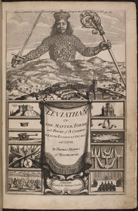 صفحة العنوان لـ "Leviathan ، أو The Matter ، Forme ، & Power of a Common-Wealth Ecclesiasticall and Civill" بقلم توماس هوبز بواسطة إبراهيم بوس