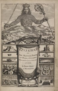 صفحة العنوان لـ "Leviathan ، أو The Matter ، Forme ، & Power of a Common-Wealth Ecclesiasticall and Civill" بقلم توماس هوبز بواسطة إبراهيم بوس
