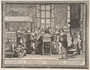 الزوجات على المائدة أثناء غياب أزواجهن ، كاليفورنيا. 1635-36. بواسطة إبراهيم بوس