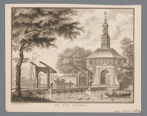 منظر ل Zijlpoort في ليدن بوابة Zyl (العنوان على الكائن) بواسطة ويدوي أبراهام هونكوب (أنا)