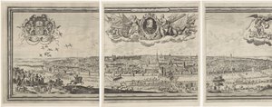 Gezicht op Brussel ، واقفًا حتى الآن بروكسل ، أنبل مدينة برابانت عام 1640 بواسطة ابراهام ديركس. سانتوريني
