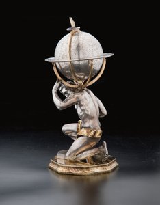 اثنين من الكرات الأرضية والسماوية استثنائية ، بدعم من هرقل وأطلس ، اوغسبورغ ، 1697-99 بواسطة إبراهيم درينتويت