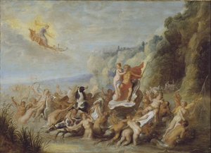 نبتون وأمفيتريت ، بواسطة ديبنبيك ، أبراهام ، فان (1596-1675). زيت على خشب. الأبعاد: ٦٩ × ٩٦ سم. المتحف الوطني ستوكهولم