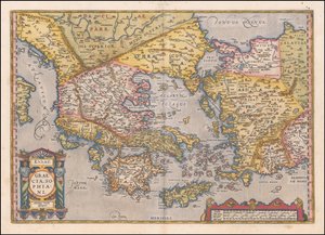 خريطة اليونان وغرب تركيا لعام 1584 بواسطة أبراهام أورتيليوس بواسطة إبراهيم أورتيليوس