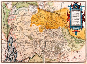 Lower Nobilissimmae، مقاطعة Brabant، Germany الوصف خريطة جغرافية للإقليم جنوب هولندا Germanic (Kempeland) مأخوذة من "Atlas" بواسطة Gerard Mercator (Oertel أو Ortello أو Ortel بواسطة إبراهيم أورتيليوس