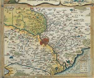 خريطة منطقة لاتسيو ، من Theatrum Orbis Terrarum بواسطة أبراهام أورتيليوس بواسطة إبراهيم أورتيليوس