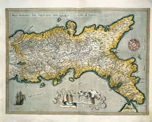 خريطة لمملكة نابولي ، إيطاليا ، من Theatrum Orbis Terrarum بقلم أبراهام أورتيليوس بواسطة إبراهيم أورتيليوس