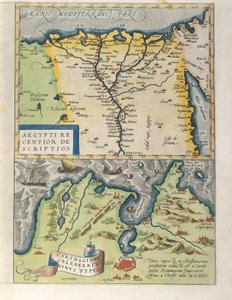 خريطة لدلتا النيل ومدينة قرطاج القديمة ، من Theatrum Orbis Terrarum بقلم أبراهام أورتيليوس بواسطة إبراهيم أورتيليوس