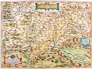 خريطة جغرافية ترانسيلفانيا لإقليم ترانسيلفانيا (ترانسيلفانيا) من "Theatrum Orbis Terrarum" بقلم أبراهام أورتيليوس (Oertel أو Ortell أو Ortel بواسطة إبراهيم أورتيليوس