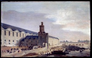 منظر لبورت نوف و Galerie du Louvre حوالي عام 1640 Entrée du Louvre على ضفاف نهر السين. لوحة أبراهام دي فيروير (1600-1650) 1640 قاتمة 0.37 × 0.59 م باريس ، متحف كارنافالي