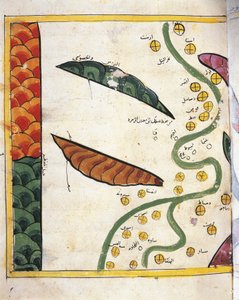 Map of the Nile Delta and two Oases (vellum) بواسطة Abu Muhammad Al Idrisi or Edrisi